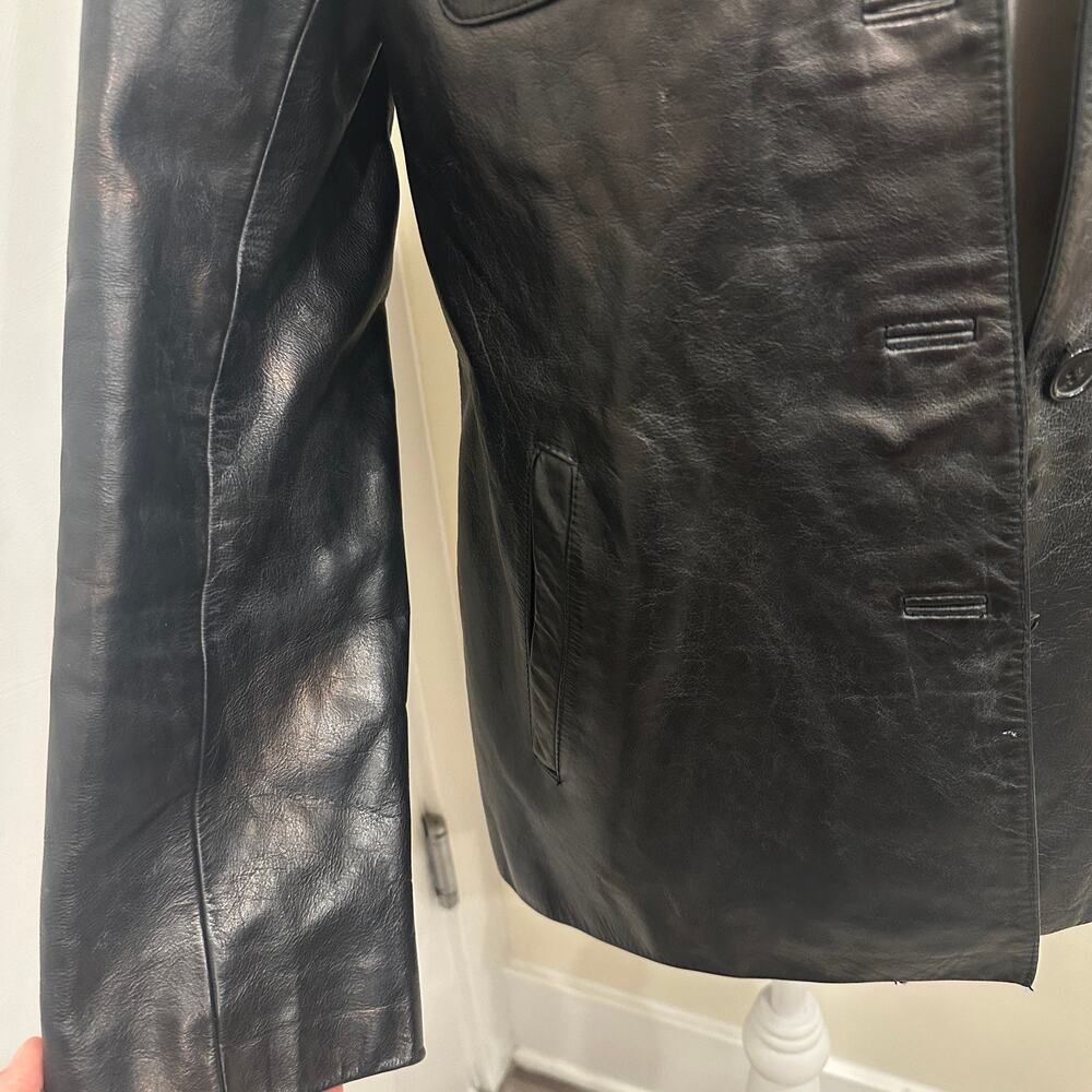 Vintage Y2K J. Crew Black Leather Shacket Minimalist Preppy Heritage Old‎ Money - Picture 5 of 16
